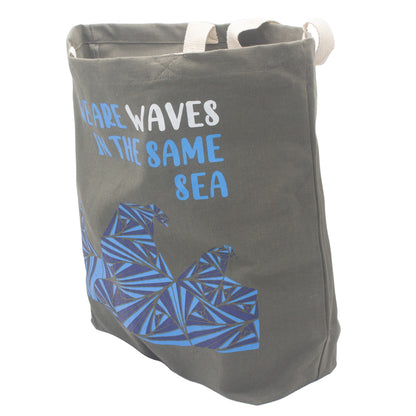 Printed Cotton Bag - We are Waves - Grey