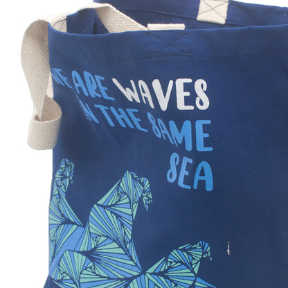 Printed Cotton Bag - We are Waves - Blue