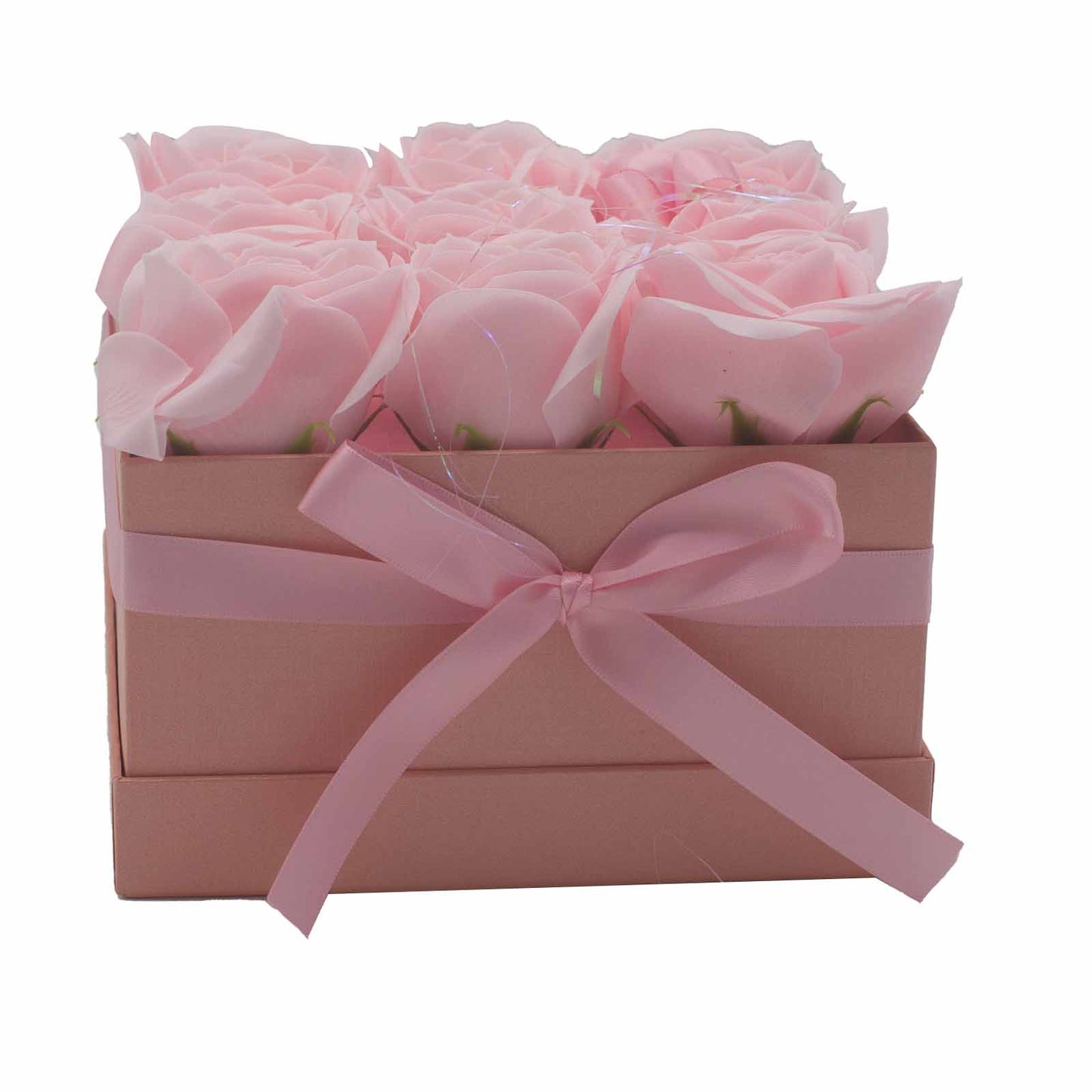 Soap Flower Gift Bouquet - 9 Pink Roses - Square