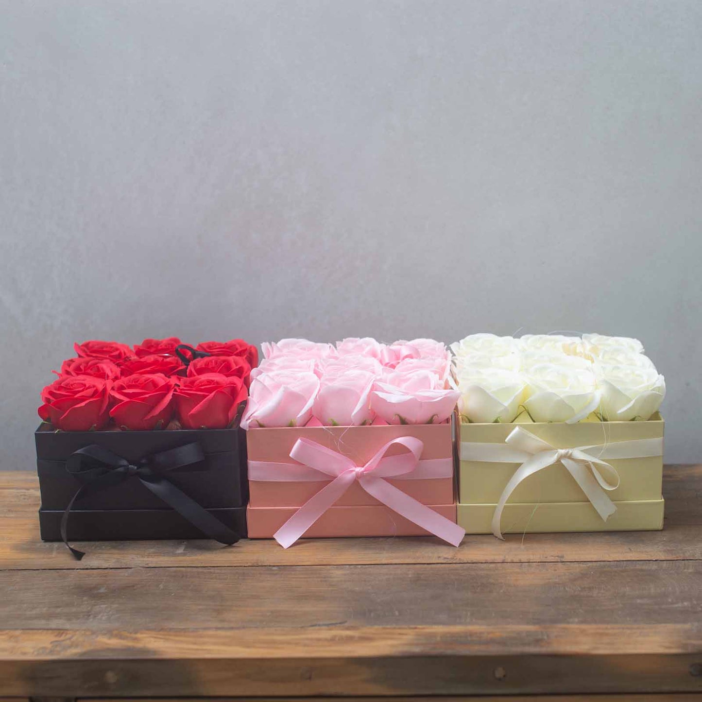 Soap Flower Gift Bouquet - 9 Pink Roses - Square