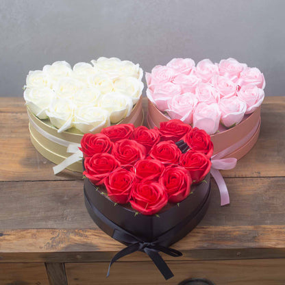 Soap Flower Gift Bouquet - 13 Pink Roses - Heart