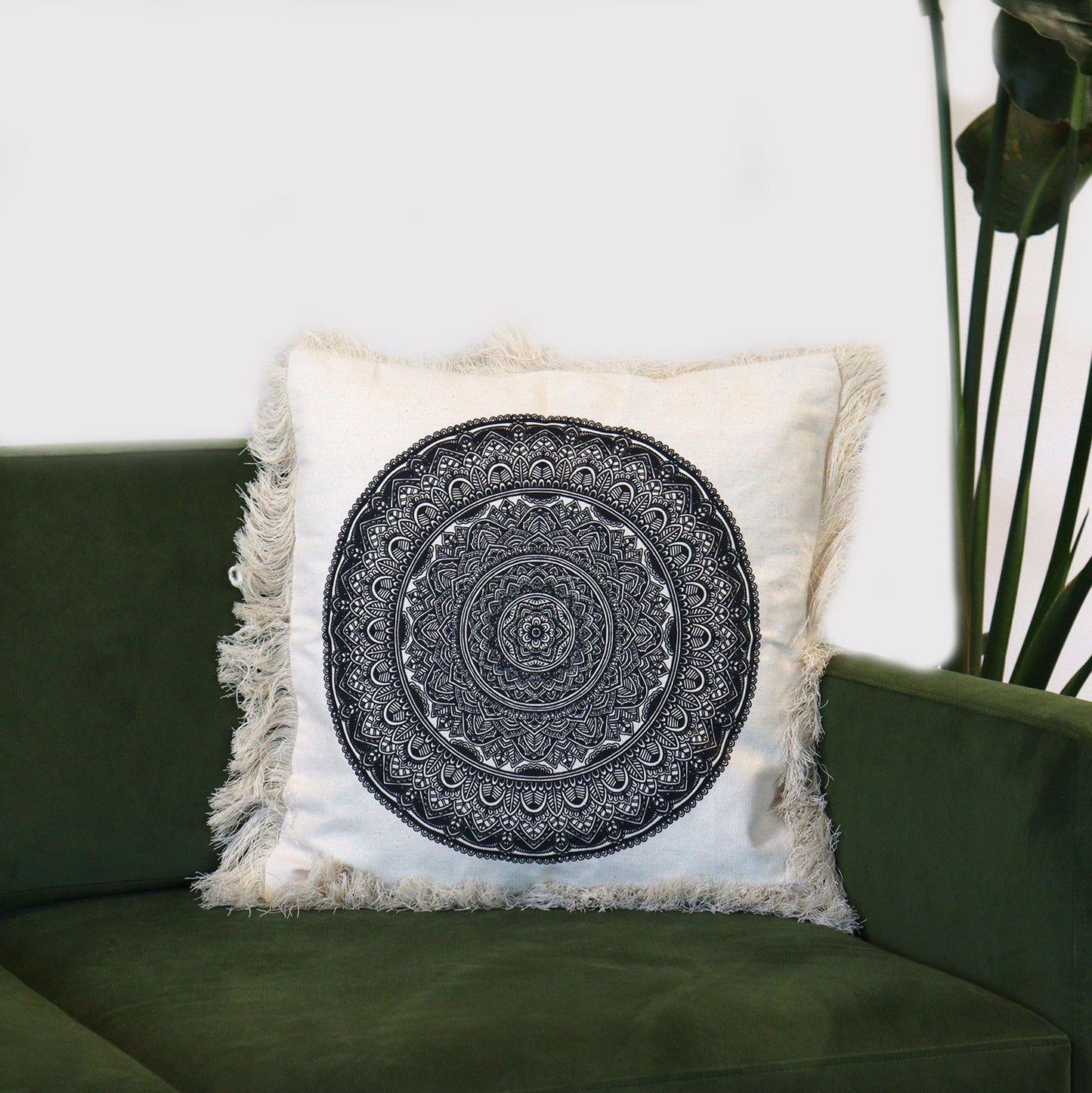 Traditional Mandala Cushion Cover - 45x45cm - black