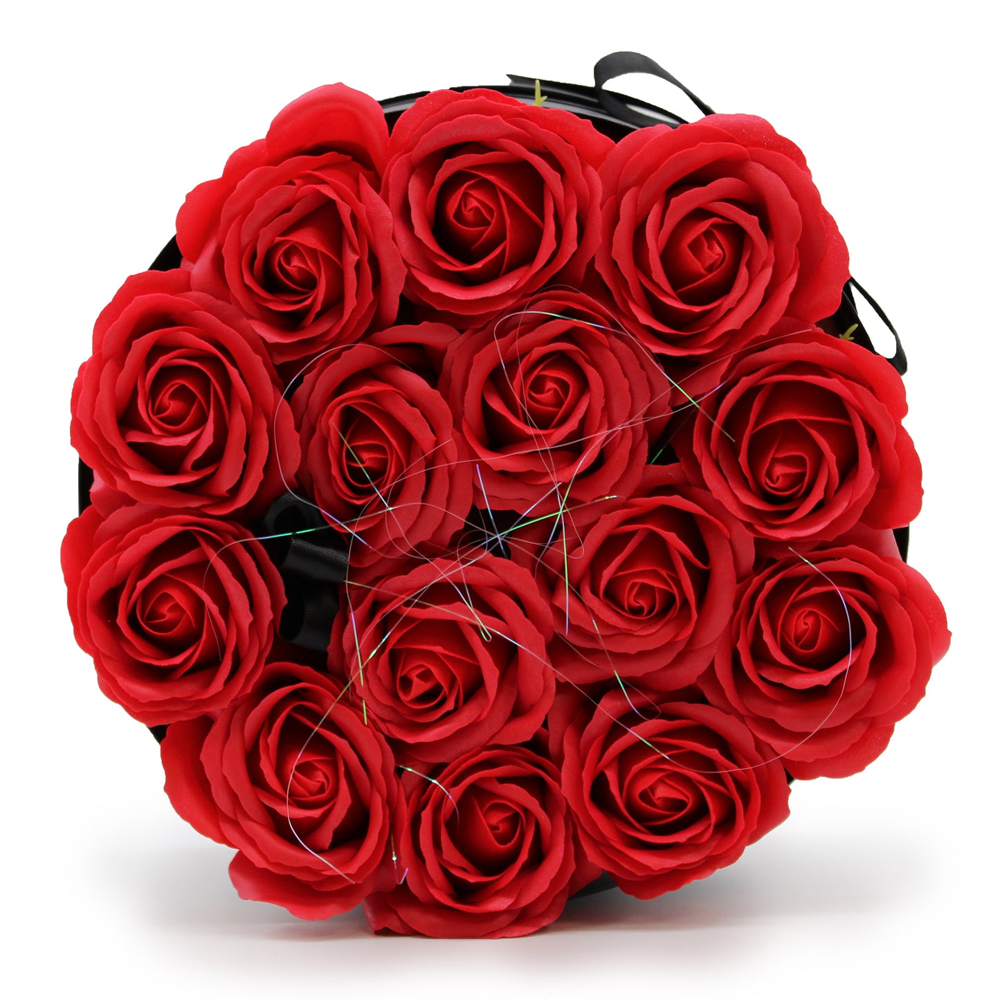 Soap Flower Gift Bouquet - 14 Red Roses - Round