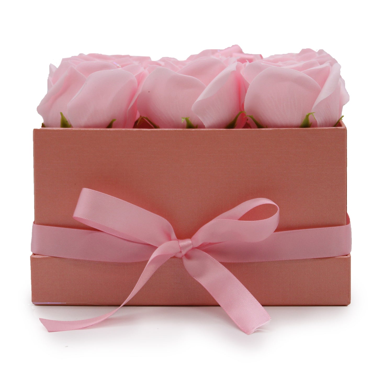 Soap Flower Gift Bouquet - 9 Pink Roses - Square