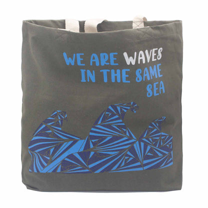 Printed Cotton Bag - We are Waves - Grey
