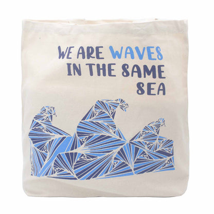 Printed Cotton Bag - We are Waves - Blue