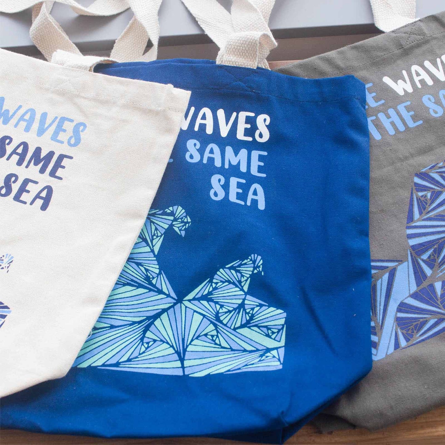 Printed Cotton Bag - We are Waves - Blue