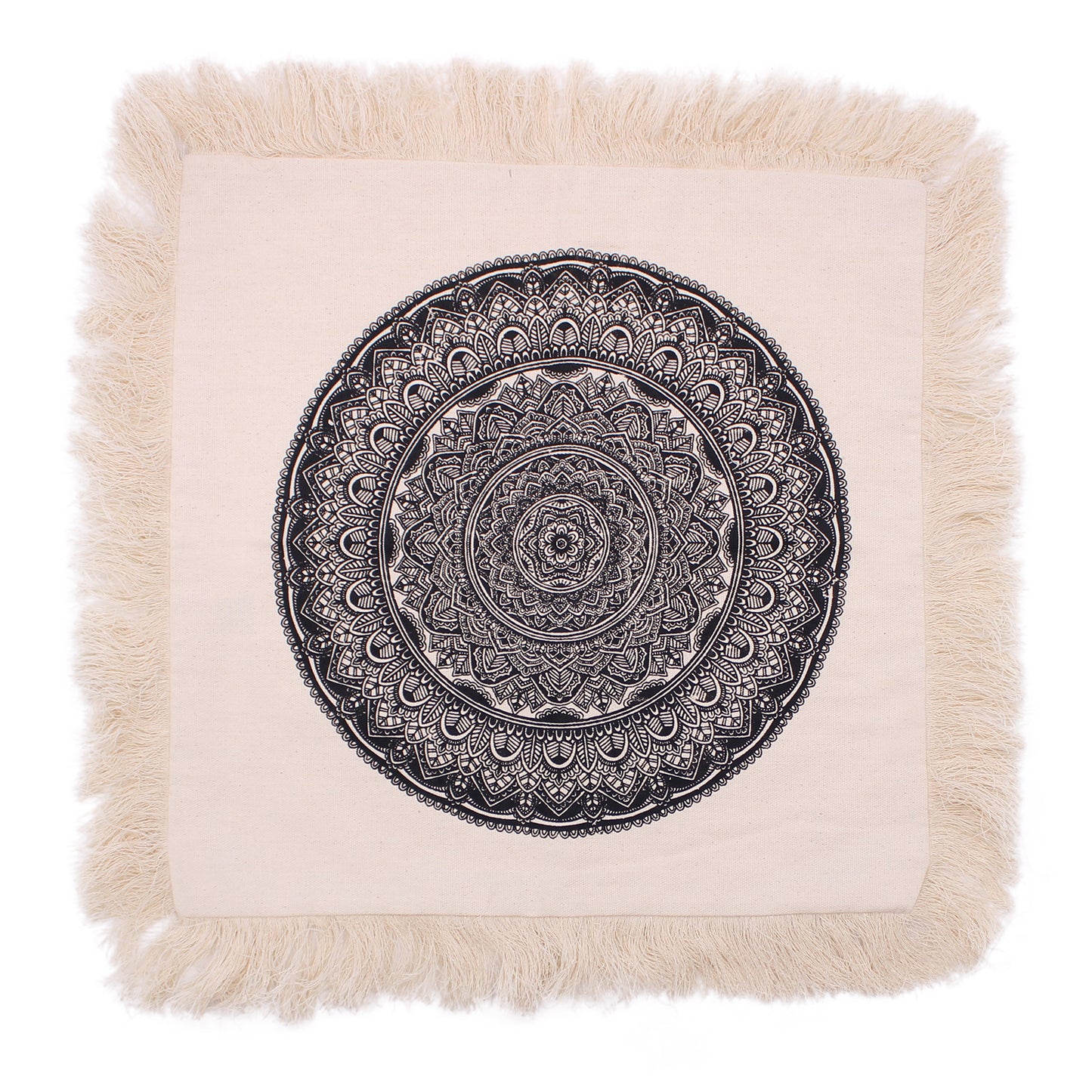 Traditional Mandala Cushion Cover - 45x45cm - black