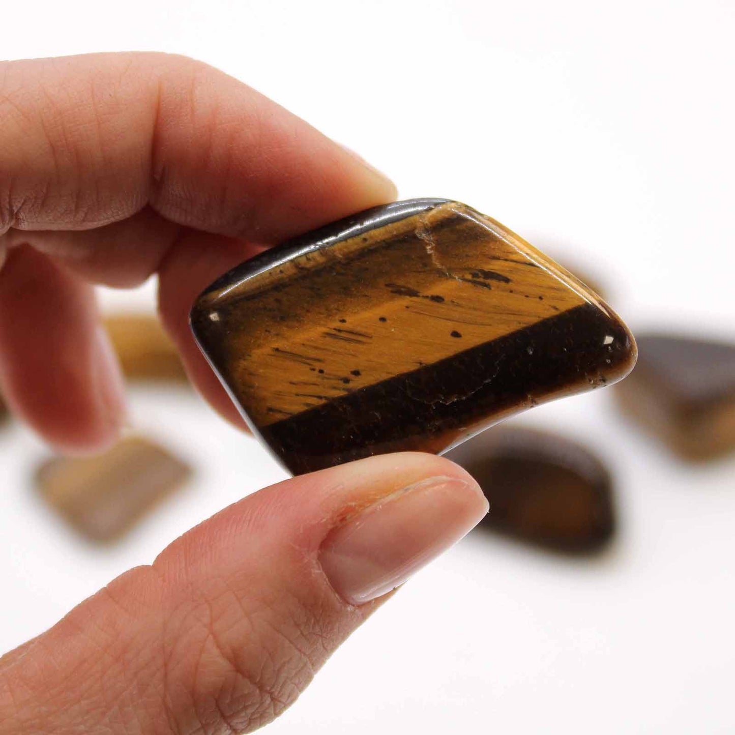 Pack of 24 L Tumble Stones - Tiger Eye - Gold