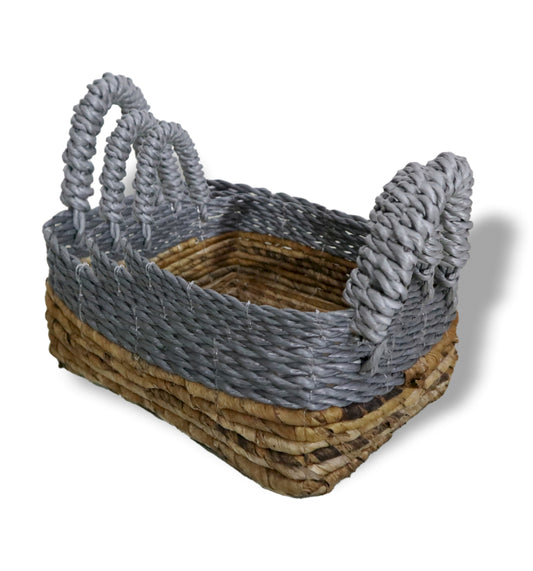 Banana Leaf & Abu-Abu Raffia Square Basket- Set of 3