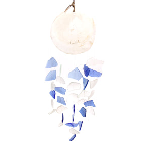 Copis & Glass Drop Windchime - Blue & White Glass