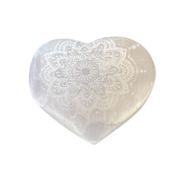 Selenite Heart - 7-8cm - Mandala Engraved