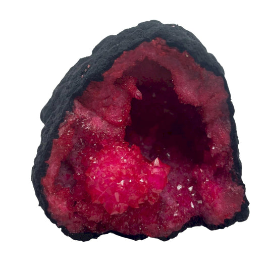 Coloured Calcite Geodes - Black Rock - Dark Red