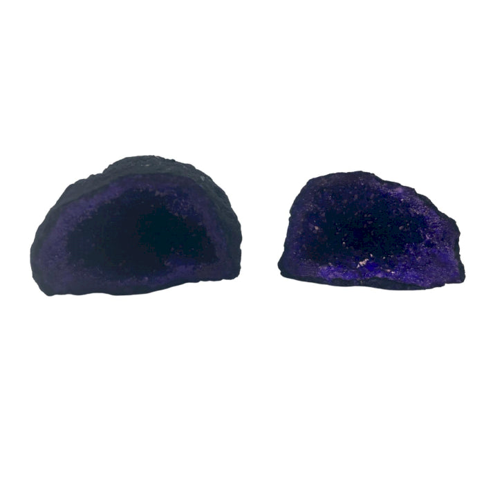 Coloured Calcite Geodes - Black Rock - Purple