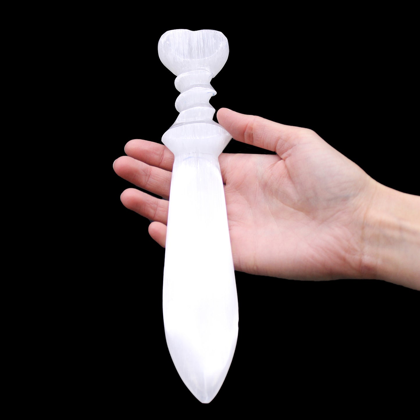 Selenite Large Ritual Knife - Spiral (25cm)