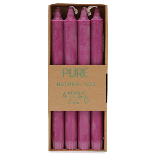 4 Pack Pure Natural Wax Dinner Candle 25x2.3 - Fushcia