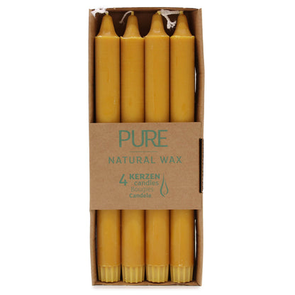 4 Pack Pure Natural Wax Dinner Candle 25x2.3 - Yellow