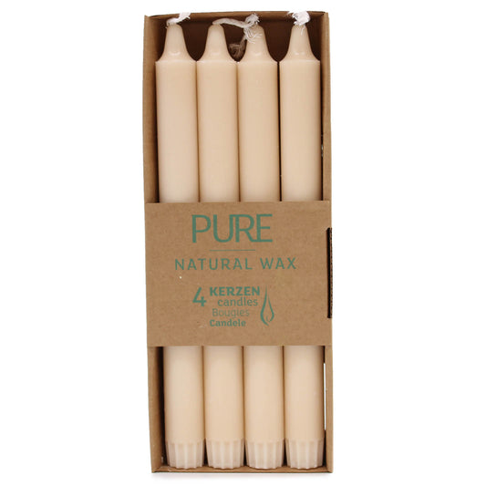 4 Pack Pure Natural Wax Dinner Candle 25x2.3 - Sahara