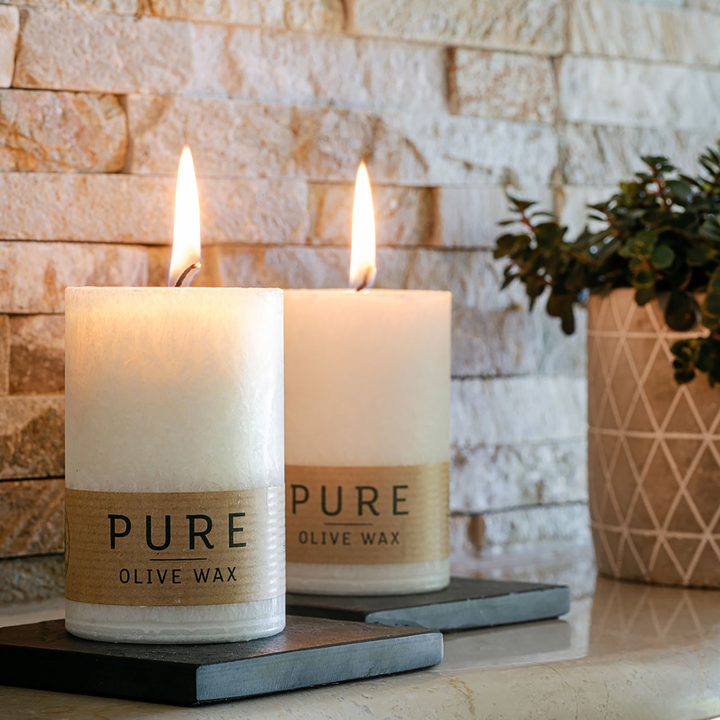 Pure Olive Wax Candle 90x60 - White