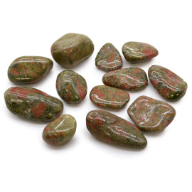 Bag of 12 Medium African Tumble Stones - Unakite