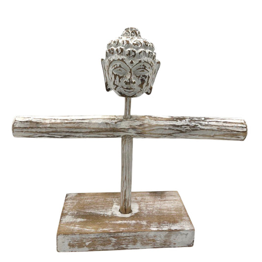 Single Branch & Buddha Stand - Whitewash