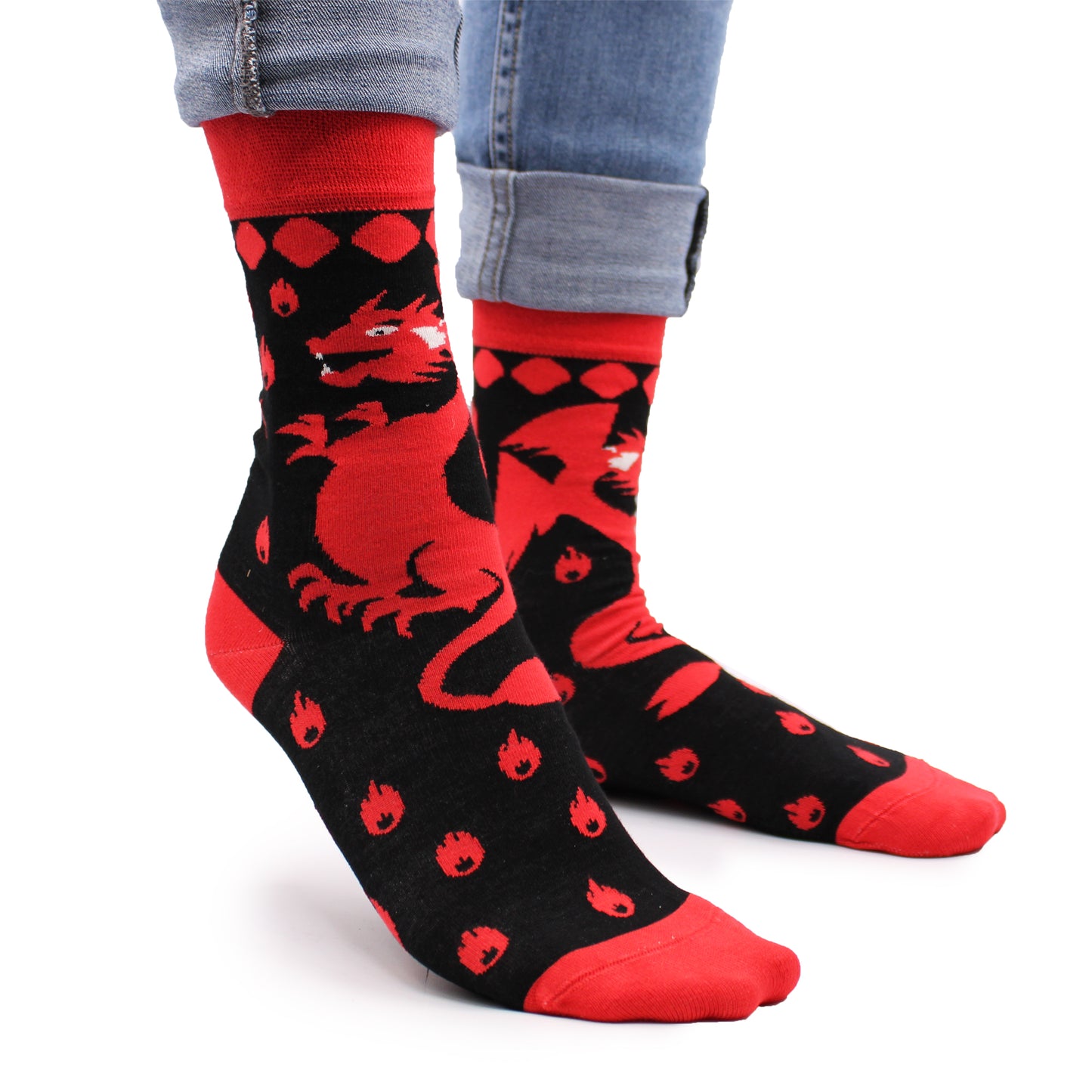 Bamboo Socks (41-46) - Red Dragons