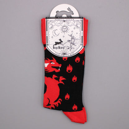 Bamboo Socks (41-46) - Red Dragons