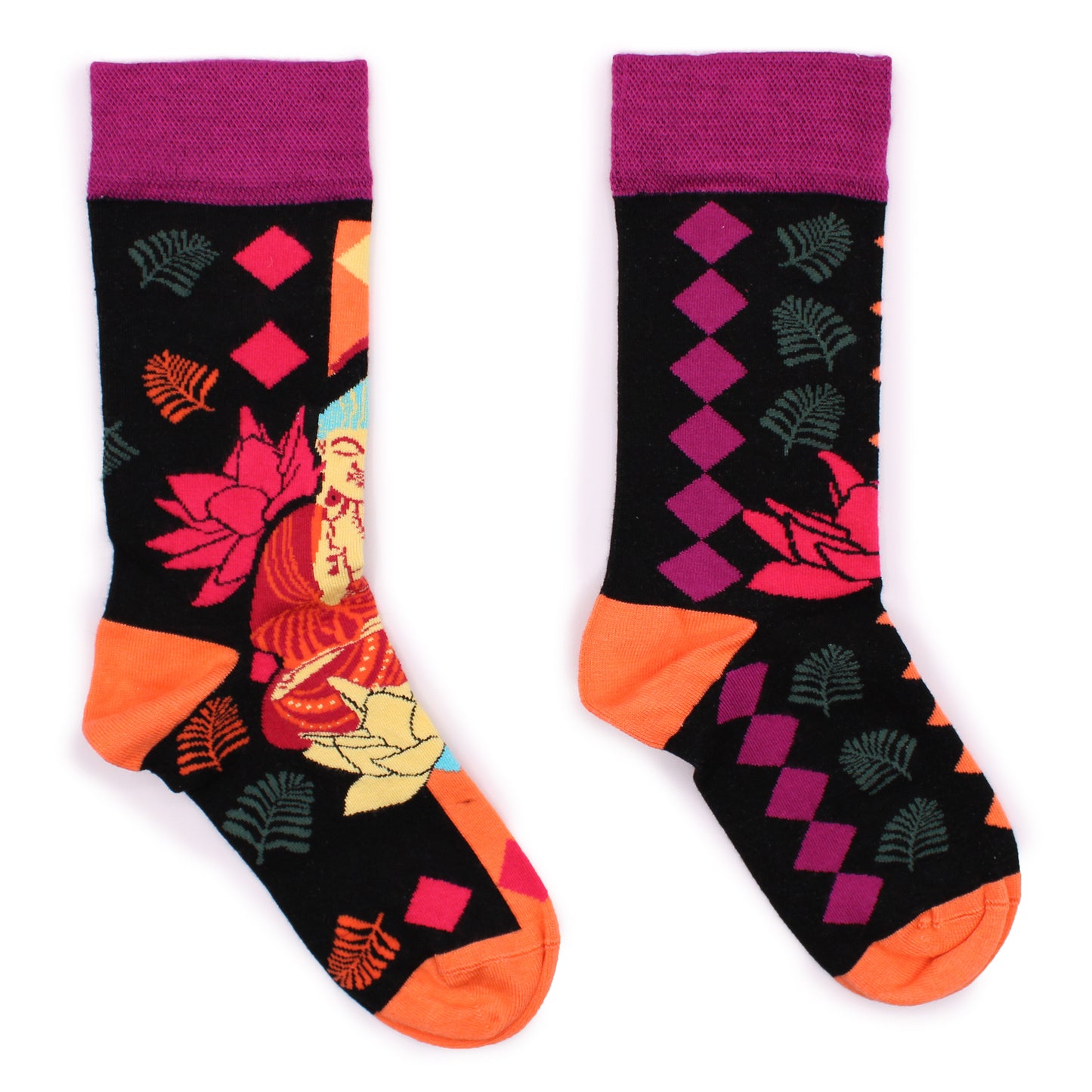 Bamboo Socks (41-46) - Pink Buddha & Lotus