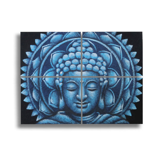 Blue Buddha Mandala Brocade Detail 30x40cm x 4