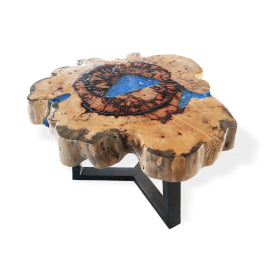 Tamarind and Resin Coffee Table - Sky Blue