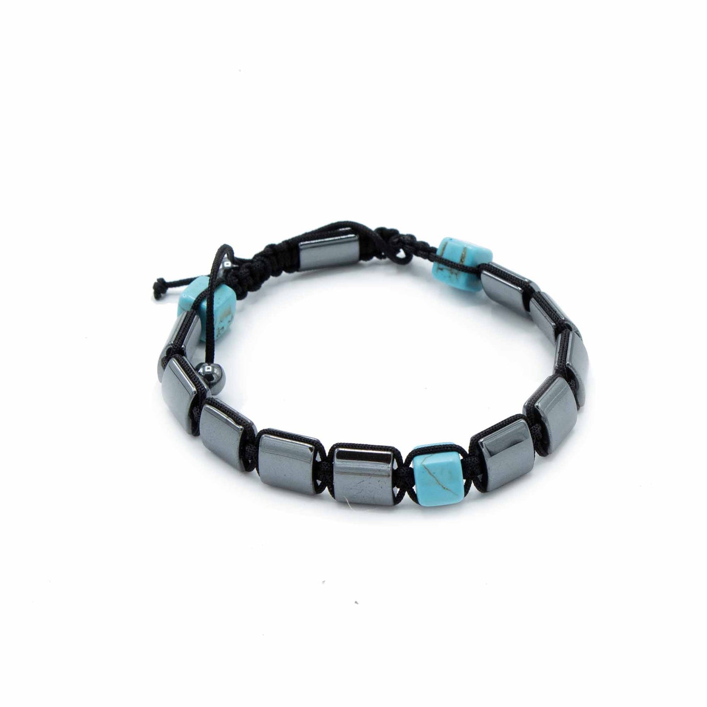 Magnetic Hematite Shamballa Bracelet - Turquoise Cuboids