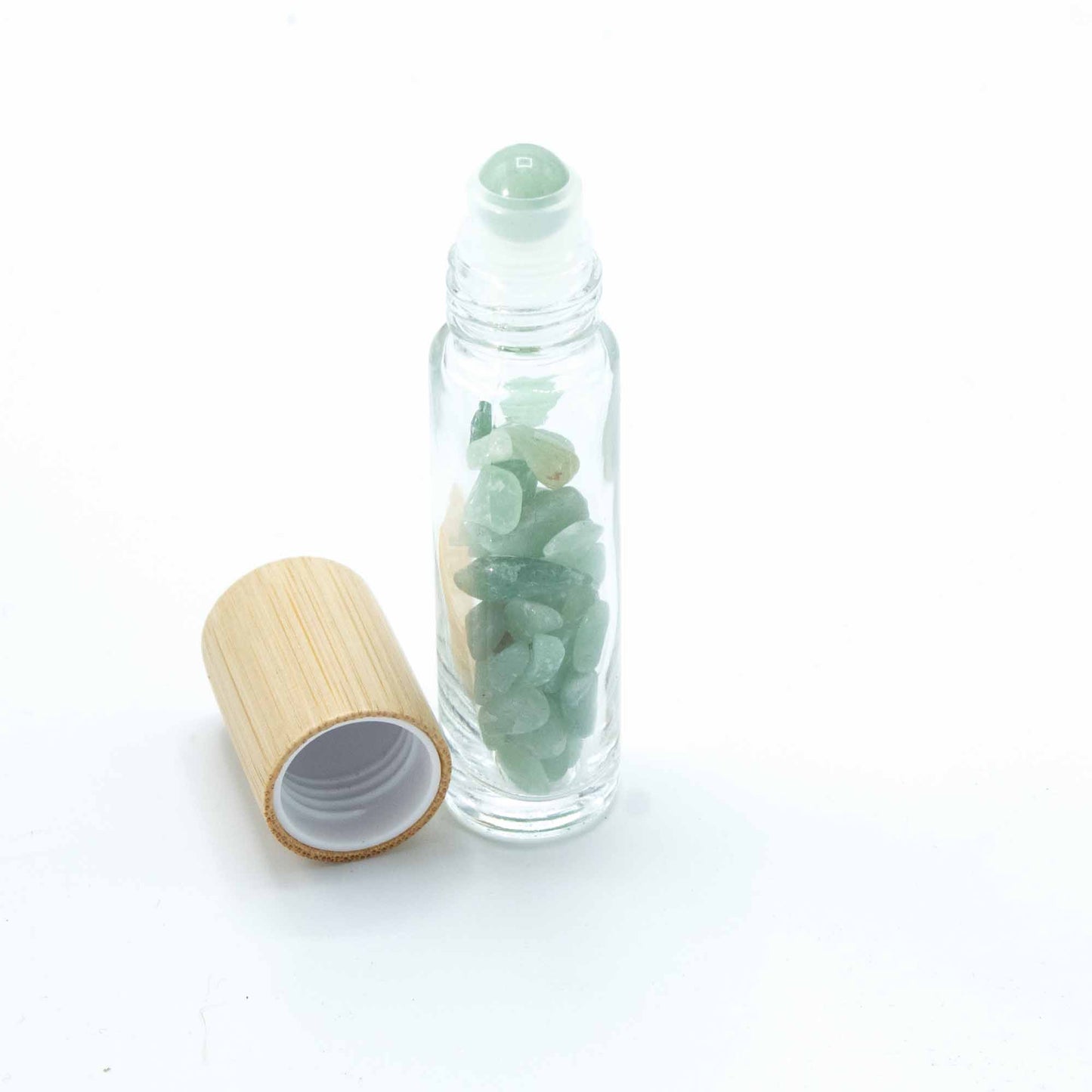 Gemstone Essential Oil Roller Bottle - Aventurine - Wooden Cap