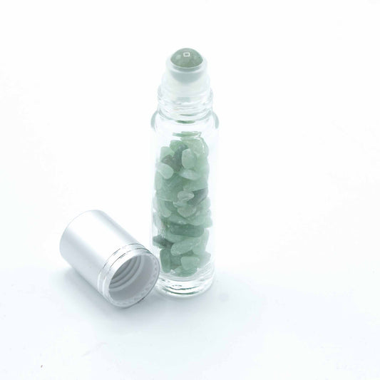 Gemstone Essential Oil Roller Bottle - Aventurine - Silver Cap