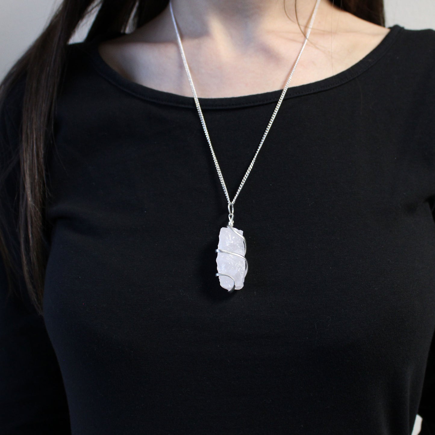 Cascade Wrapped Necklace - Rough Opalite