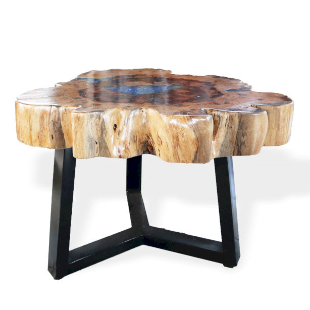 Tamarind and Resin Coffee Table - Sky Blue