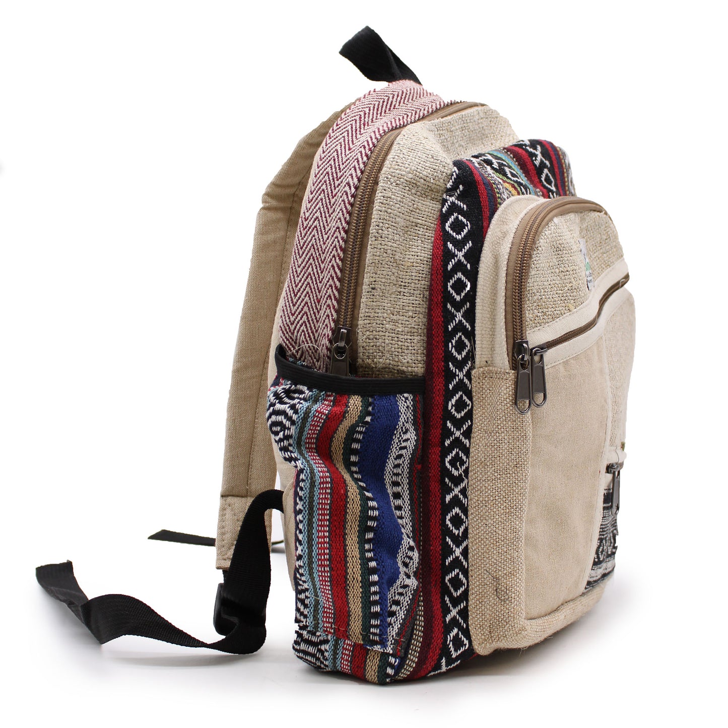 Small Hemp Backpack - Zig Zag Zips Style