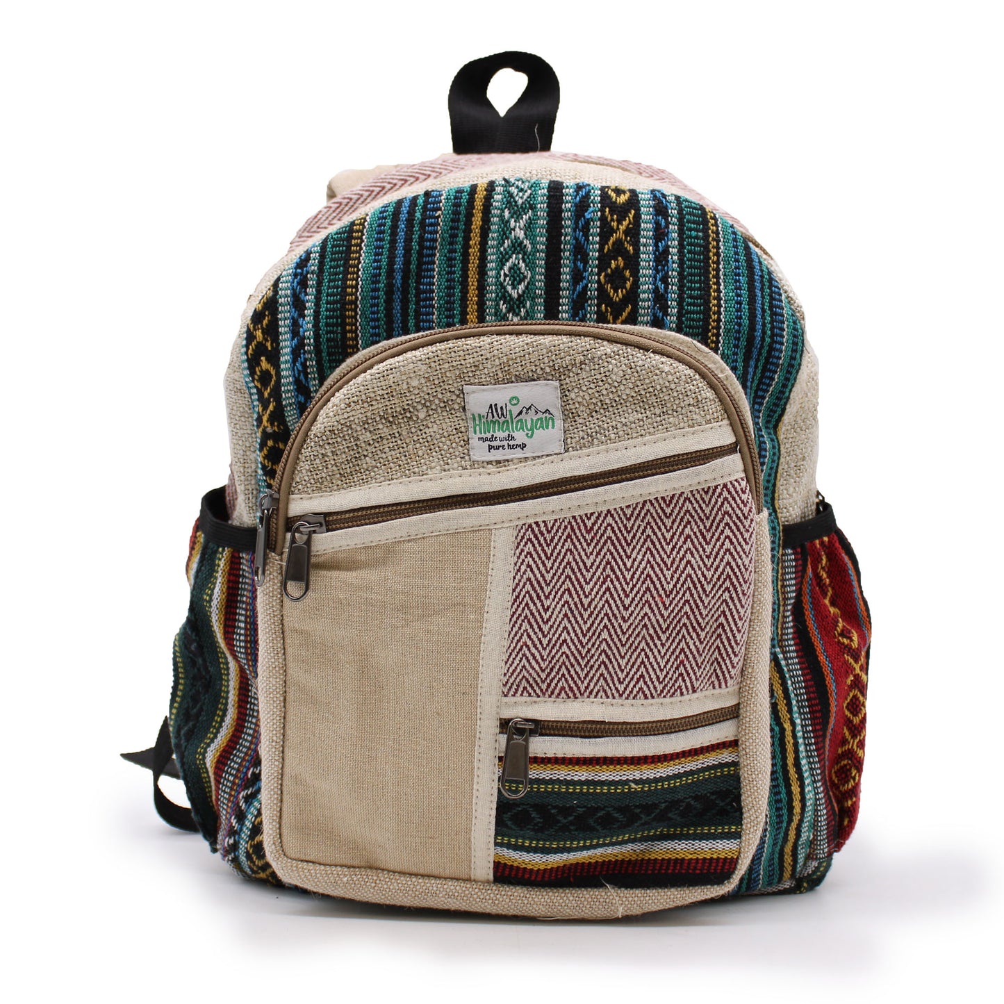 Small Hemp Backpack - Zig Zag Zips Style