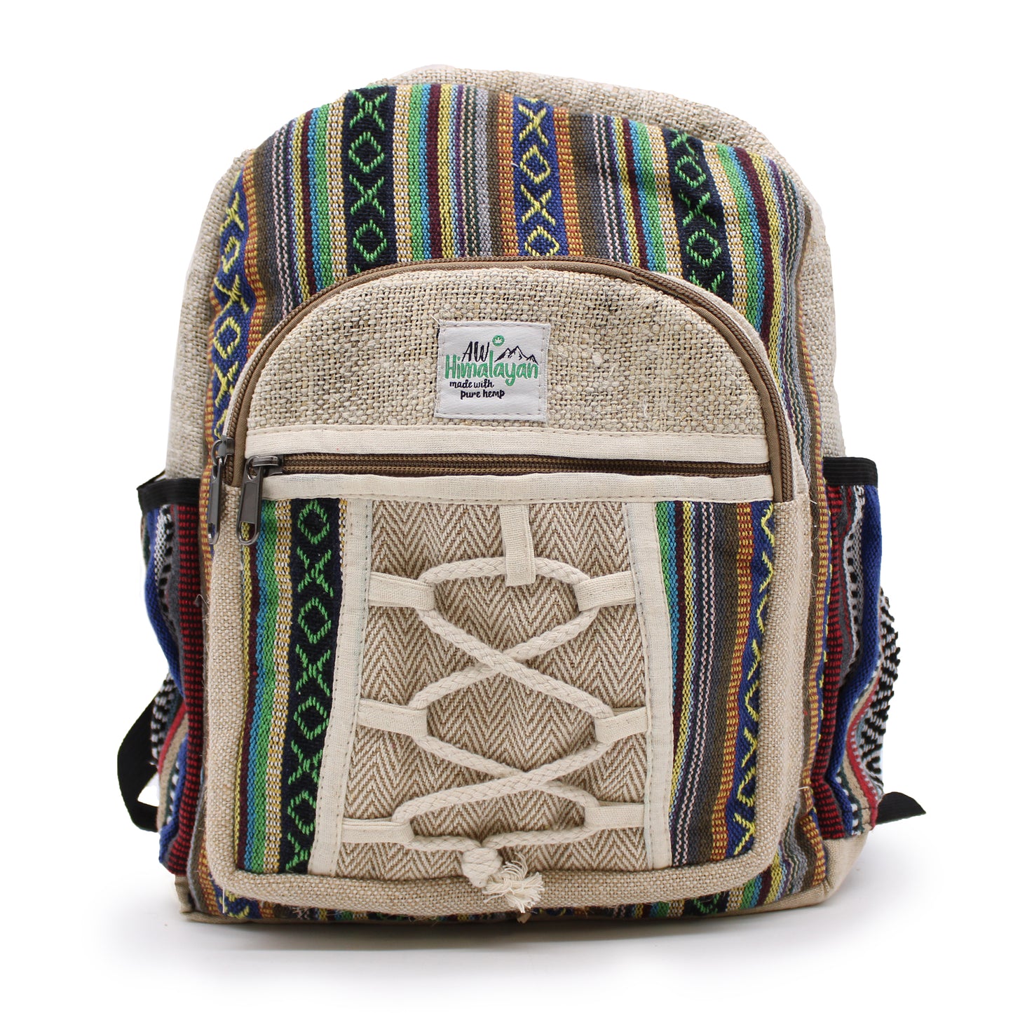 Small Hemp Backpack - Rope & Pockets Style