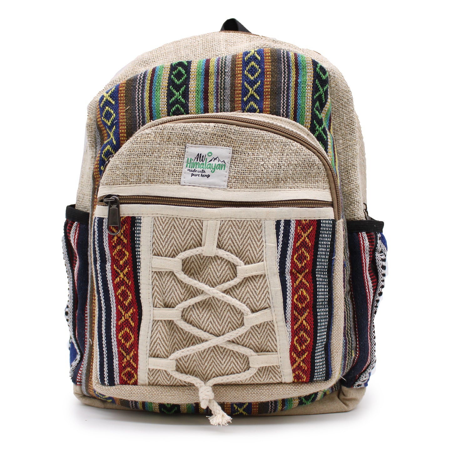 Small Hemp Backpack - Rope & Pockets Style