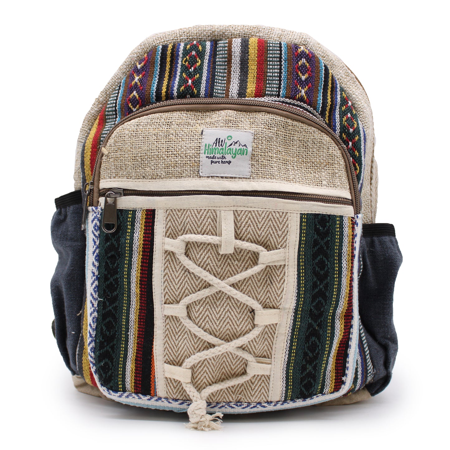 Small Hemp Backpack - Rope & Pockets Style