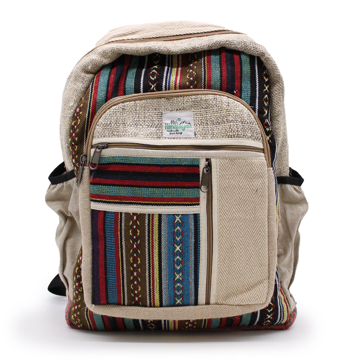 Large Hemp Backpack - Straight Zips Style