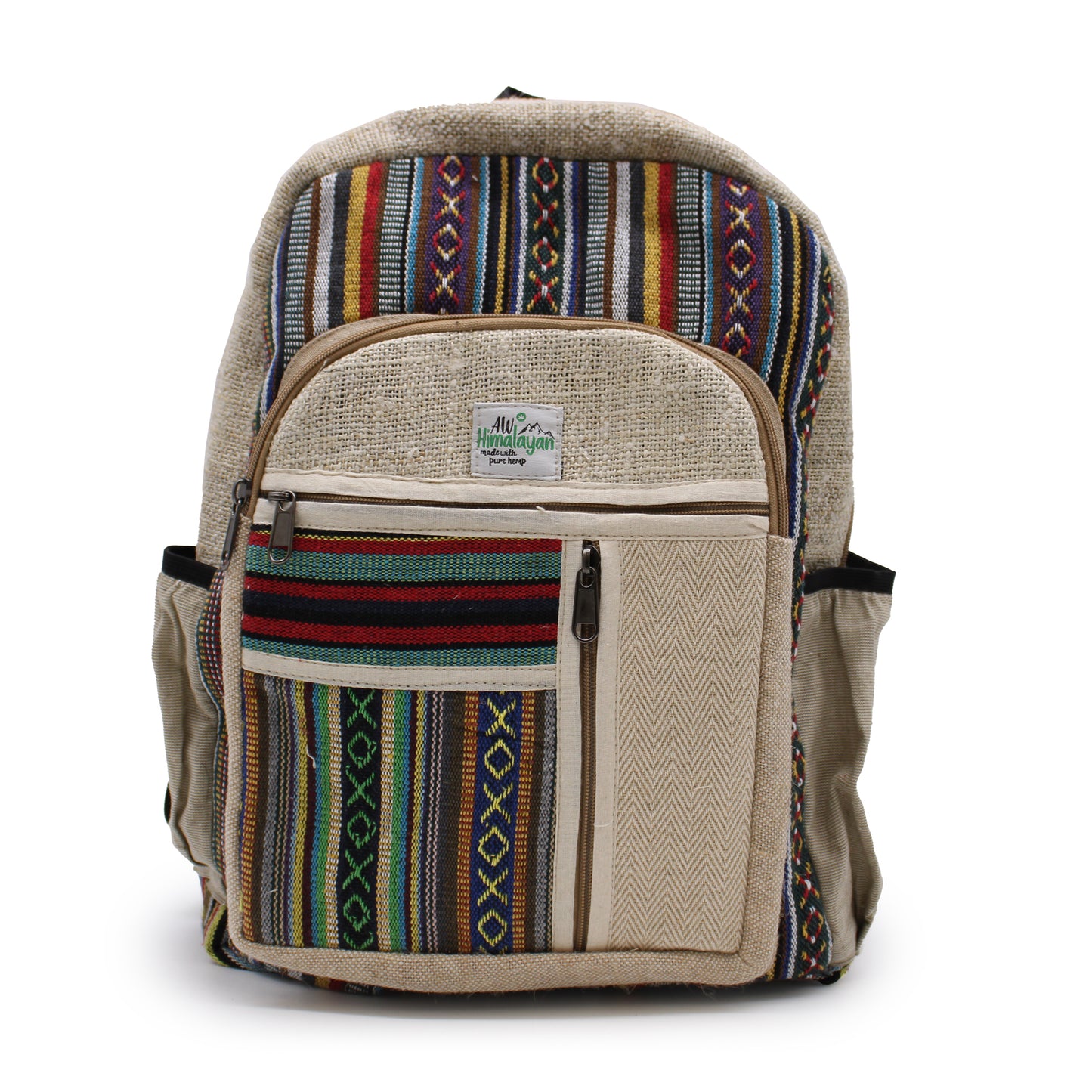 Large Hemp Backpack - Straight Zips Style