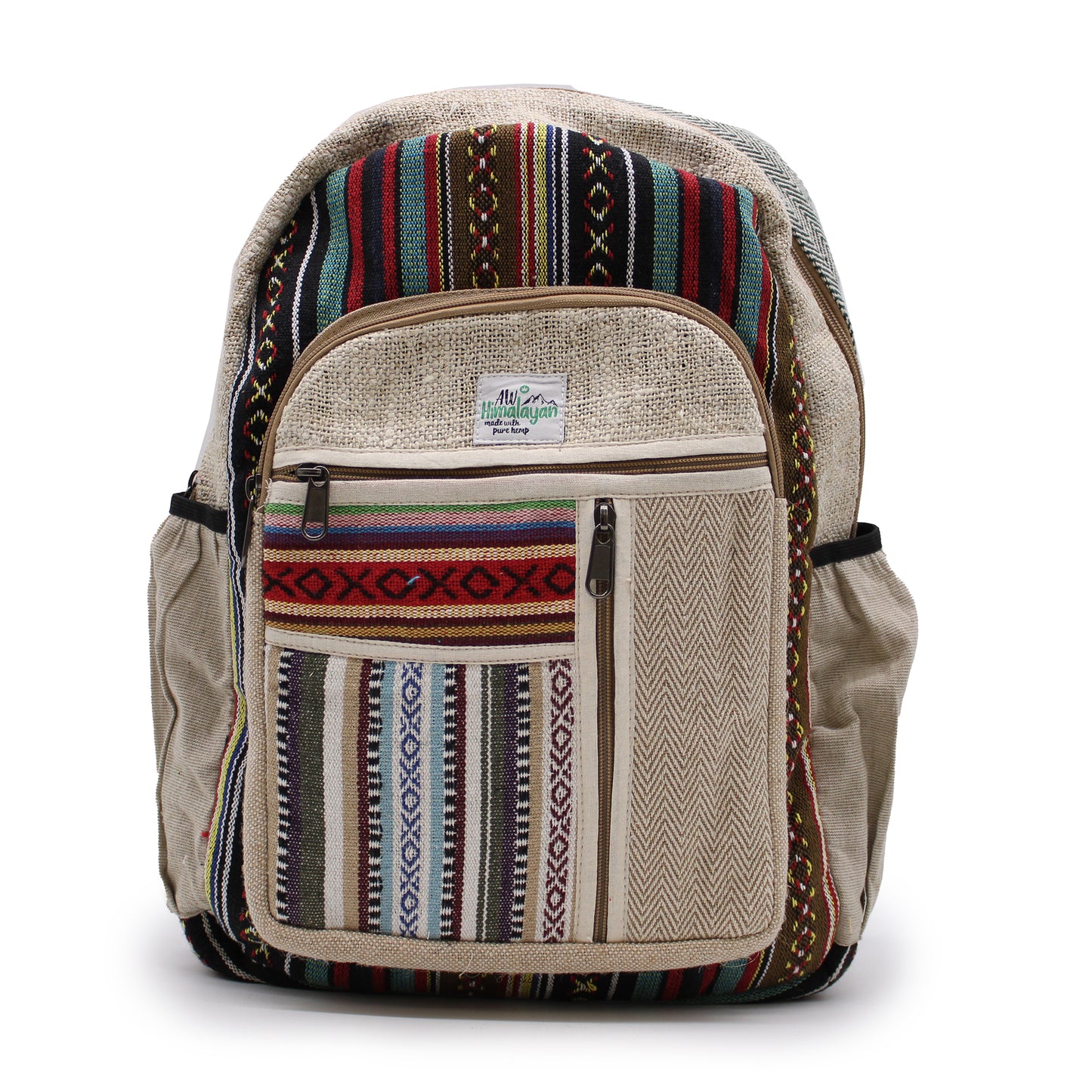 Large Hemp Backpack - Straight Zips Style