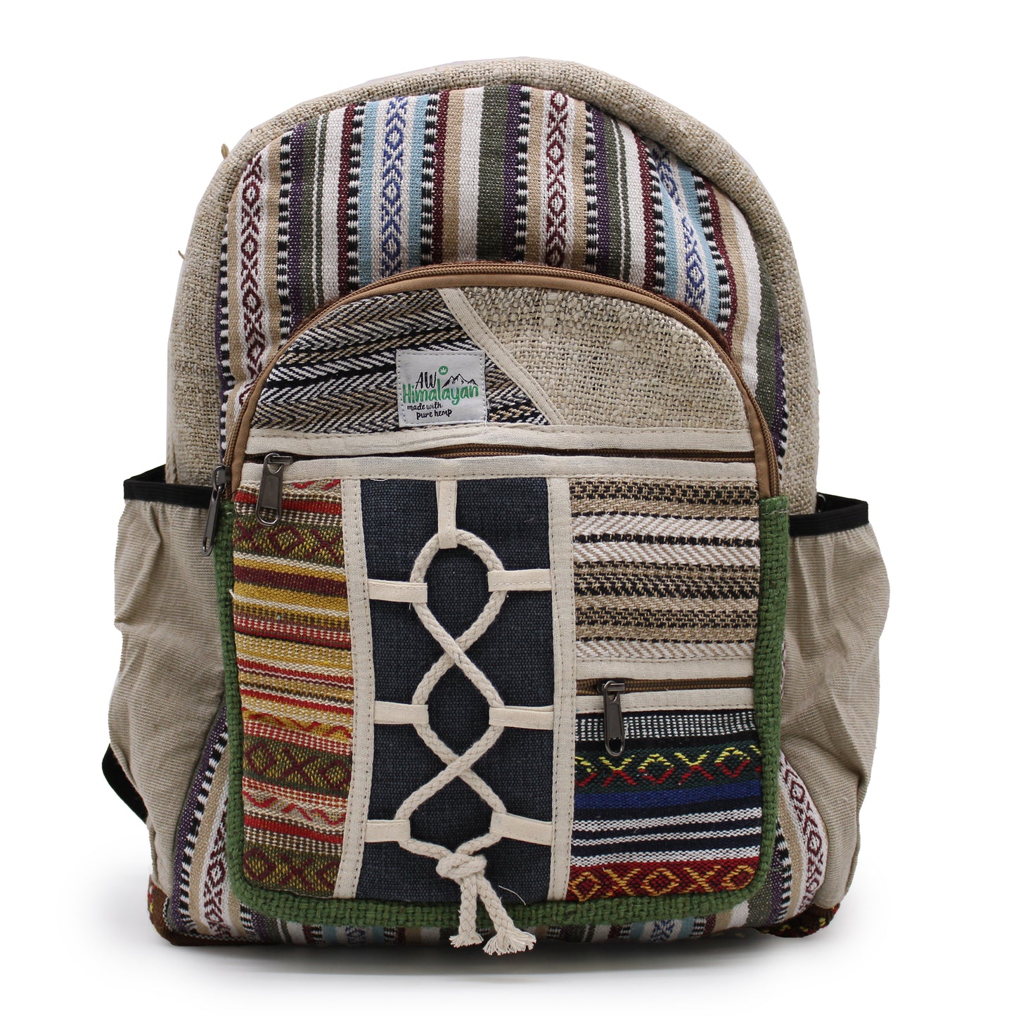 Large Hemp Backpack - Rope & Pockets Style