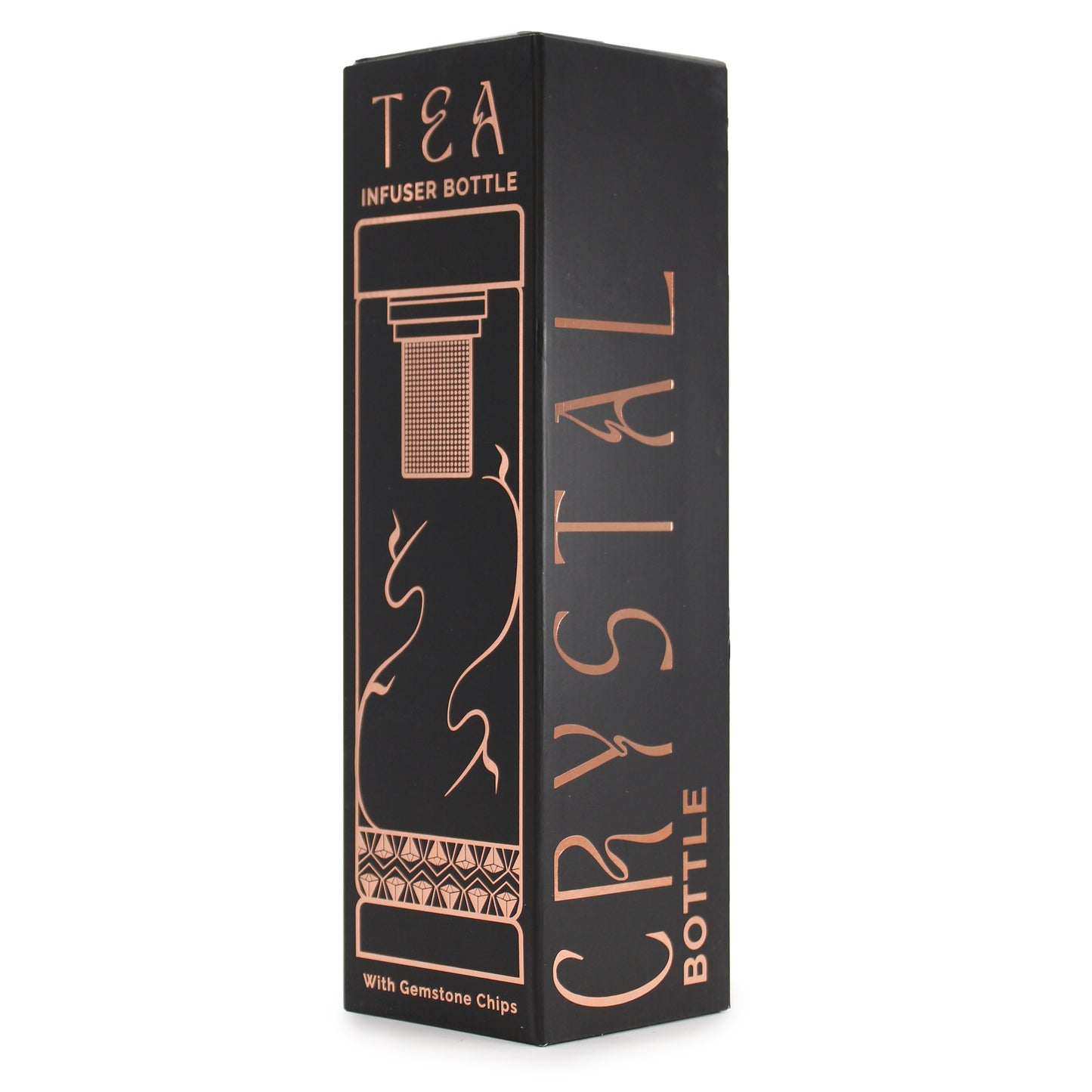 Crystal Glass Tea Infuser Bottle - Rose Gold - Onyx