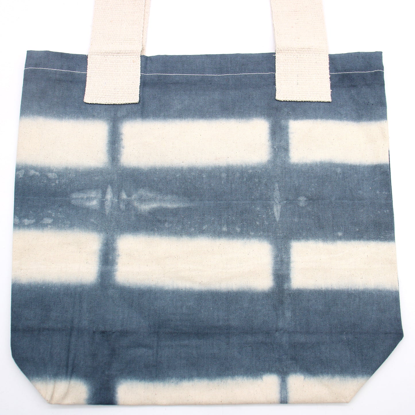 Natural Tye-Dye Cotton Bag (8oz) - 38x42x12cm - Grey Blocks - Natural Handle