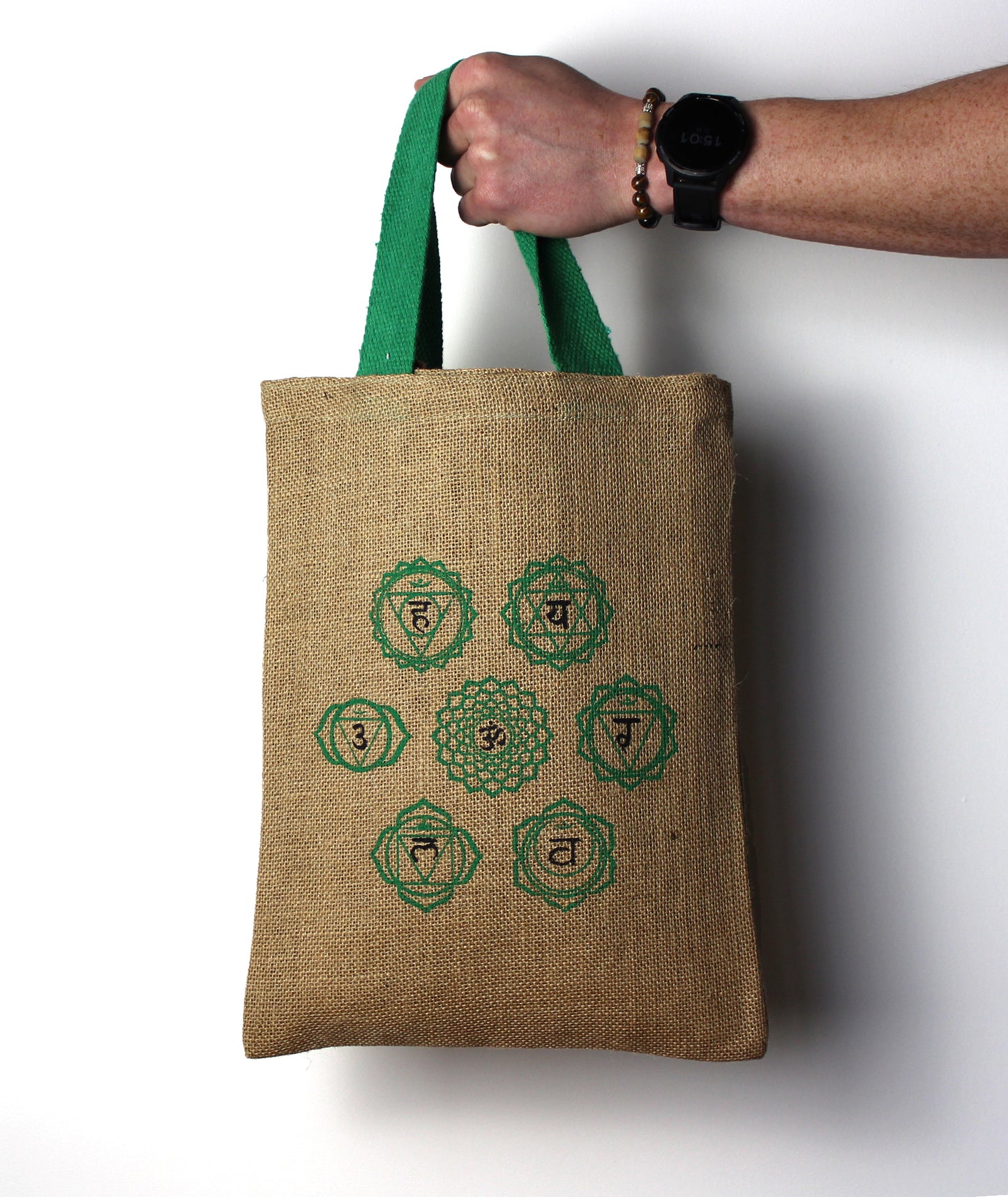 Jute Tote Bag - Mystic designs - 7 Chakras