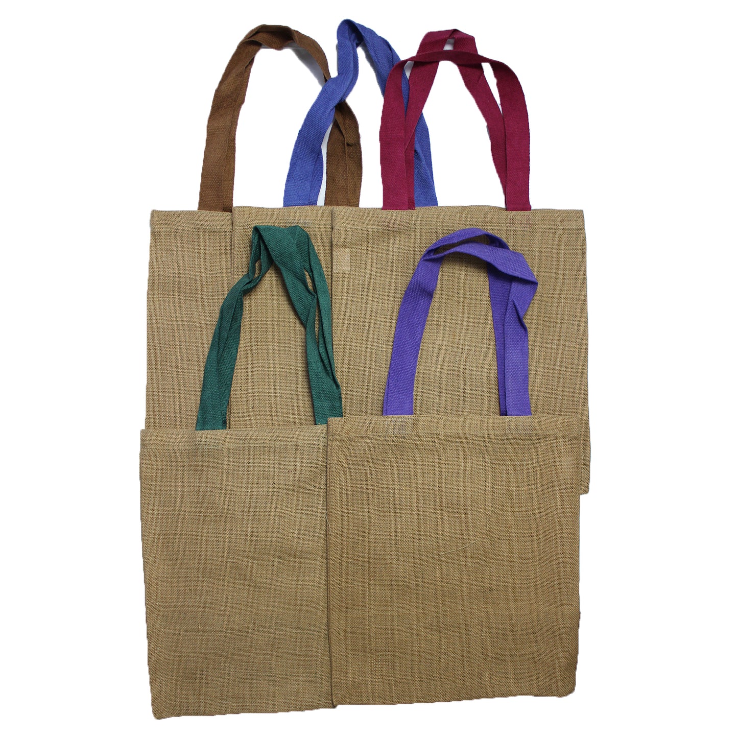 Large Jute Tote Bag - Blue Colour Handle