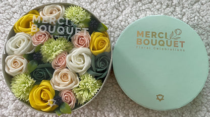 Round Soap Arrangement Box - Spring Celibrations - Yellow & Greens