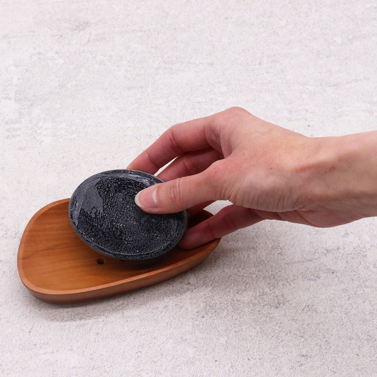 Pebble Shape Mahogany Soap Dish